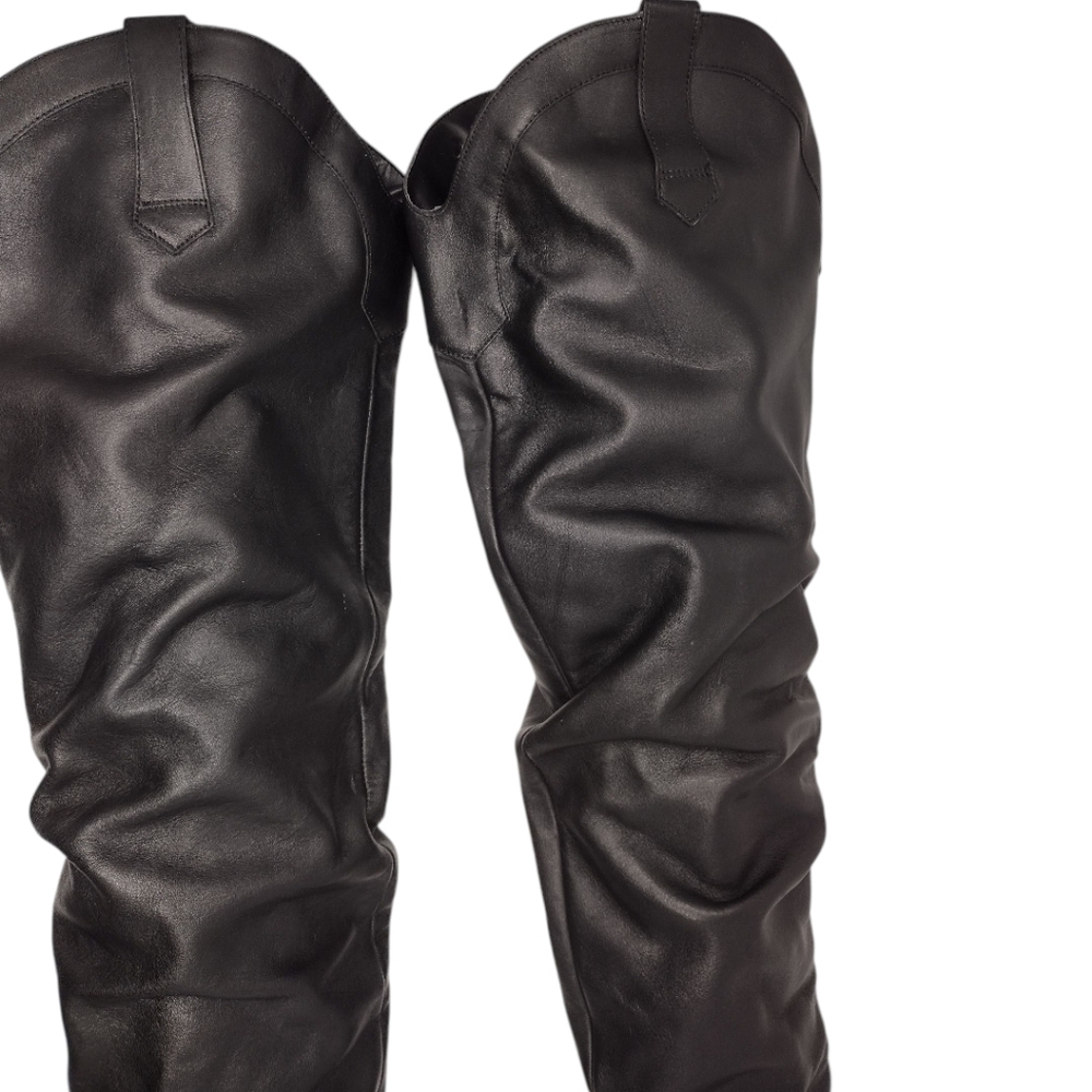 Steve Madden Landy Black Over The Knee Slouchy Pull On Western Boots Size 9 - Picture 3 of 11